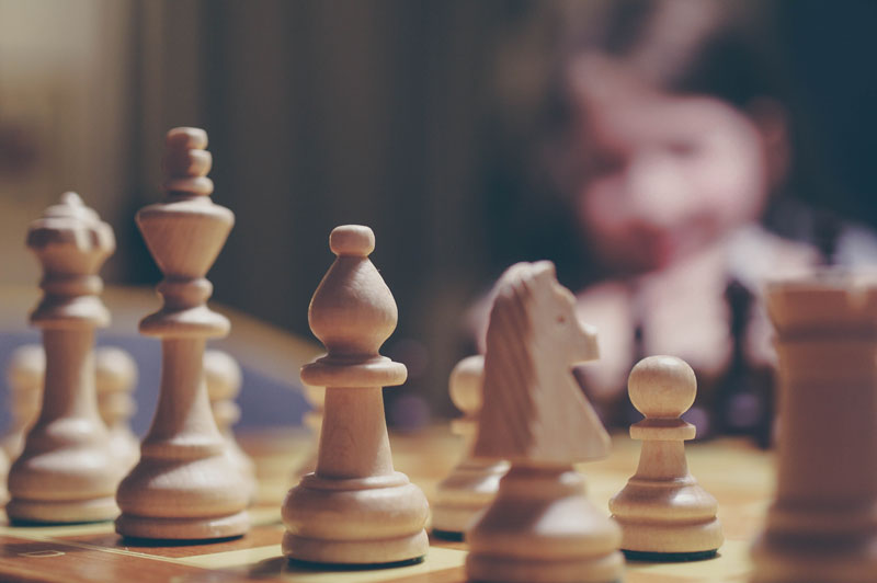 A man playing chess