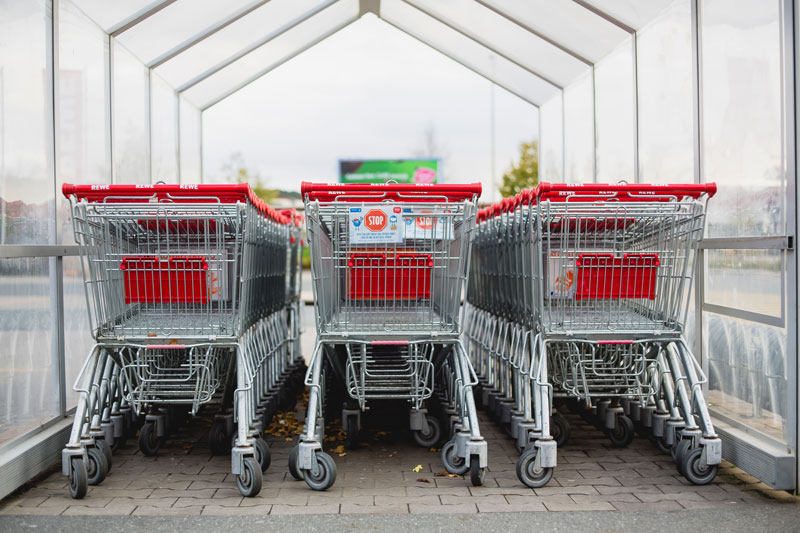 A set of shopping trolley