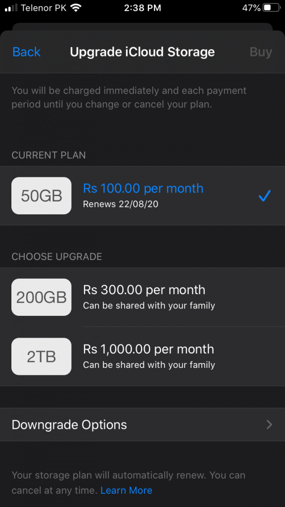 Apple ICloud Storage Plans